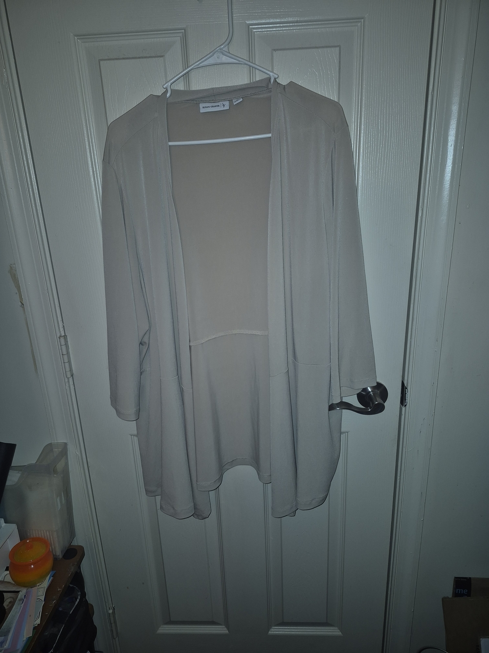 Susan Graver Open-Front Lightweight Cardigan in Light Cream